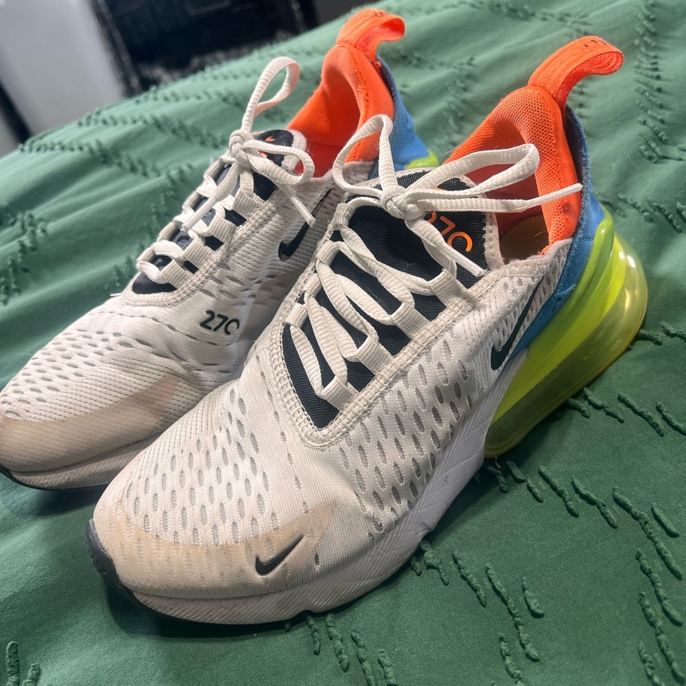 Nike Air Max 270 White with Orange and Blue Accents